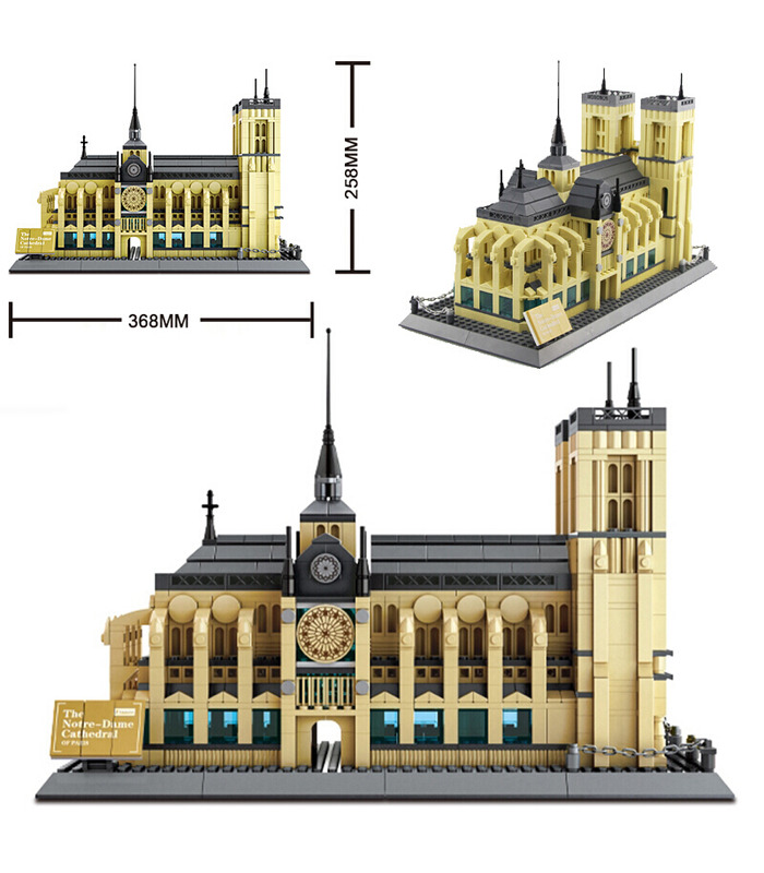 WANGE建築のノートルダム大聖堂とノートルダムドパリ5210ビルブロック玩具セット