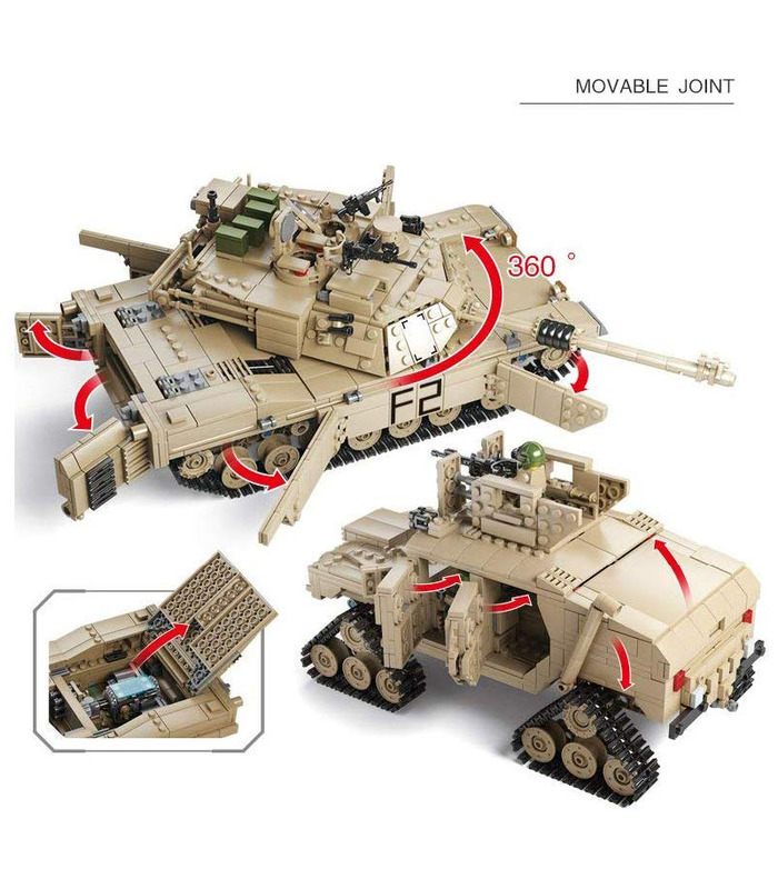 KAZI M1A2 Abrams Tank Hummer 2-in-1 군용 빌딩 블록 장난감 세트