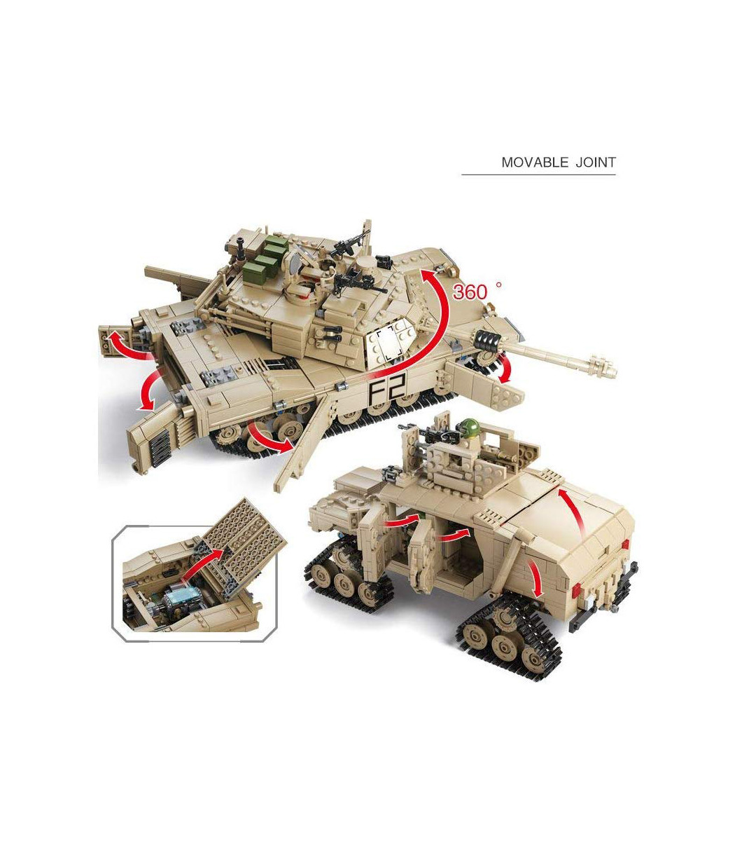 Optional Hummer US M1A2 Abrams Main Battle Tank Building Blocks Toy Model Set 