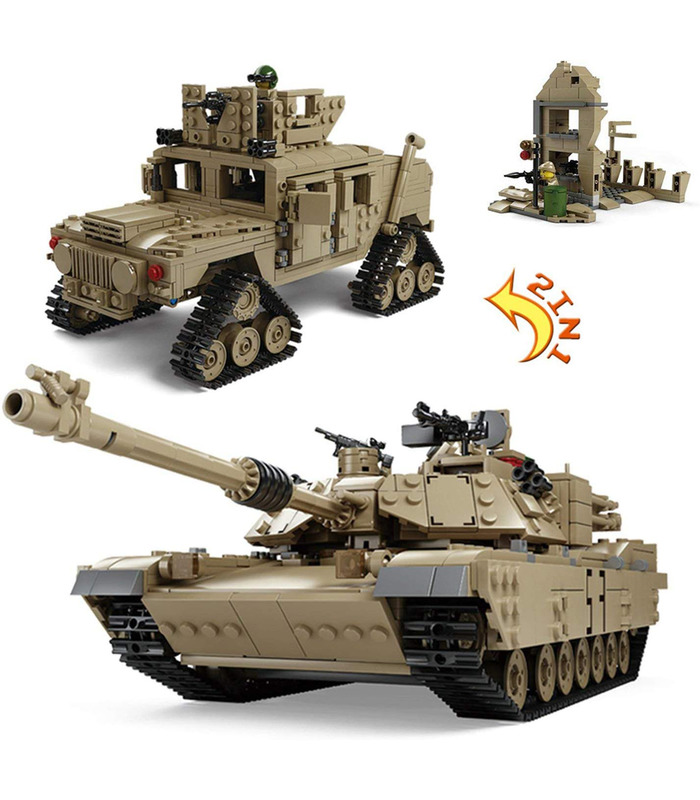 KAZI M1A2 Abrams Tank Hummer 2-in-1 Military Building Blocks Toy Set