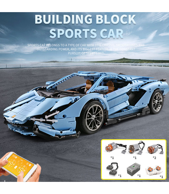 MOLDE REY 13056 Lamborghini Sian FKP 37 Azul Manual de Edición de Bloques de Construcción de Juguete Set
