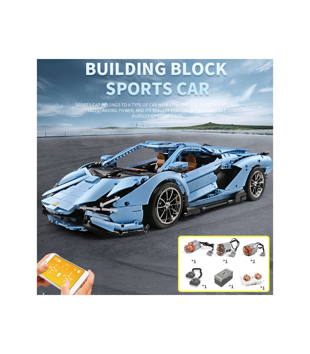金型王ランボルギーニsian Fkp37青いマニュアル版建築ブロック玩具セットbuildingtoystore Com