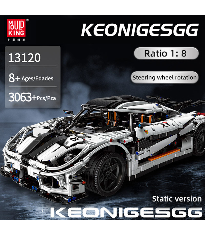 MOLDE REY 13120 Koenigsegged Deportes de Carreras de Coche Blanco de Bloques de Construcción de Juguete Set