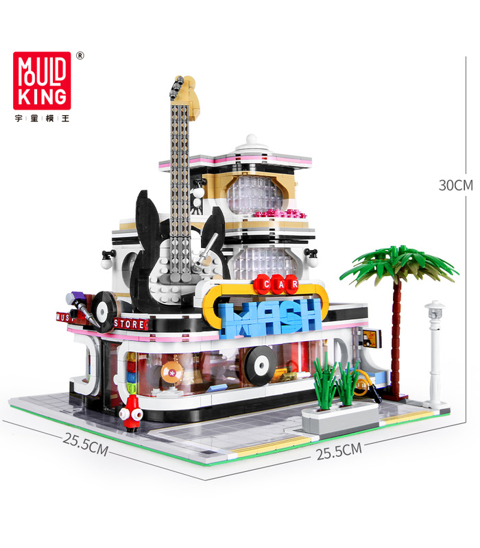 MOLD KING 16002 Gitarrenladen Nova Town mit LED-Leuchten Bausteine Spielzeugset