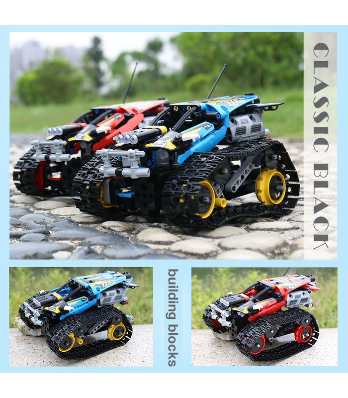 MOULD KING 13032 Mini Tank RC Track Stunt Car Juego de juguetes de bloques de construcción azul