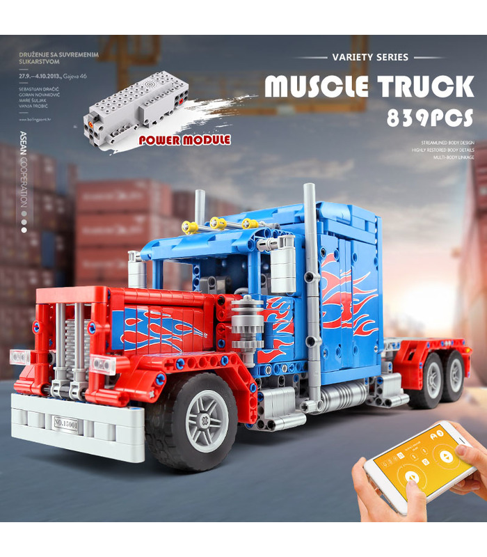 MOLD KING 15001 Peterbilt 389 Muscle Truck Optimus Prime Bausteine-Spielzeug-Set