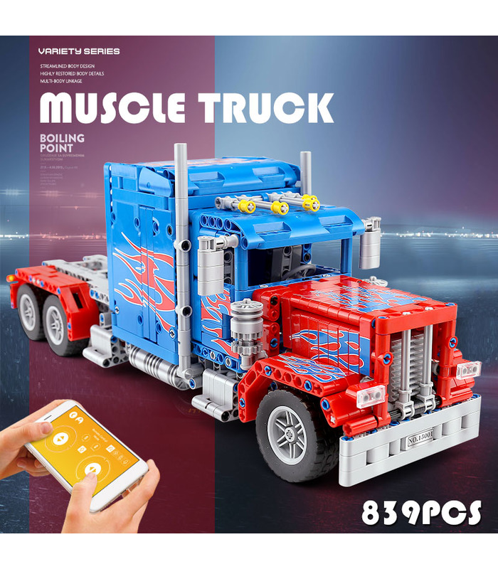 MOULD KING 15001 Peterbilt 389 Muscle Truck Optimus Prime Building Blocks Toy Set