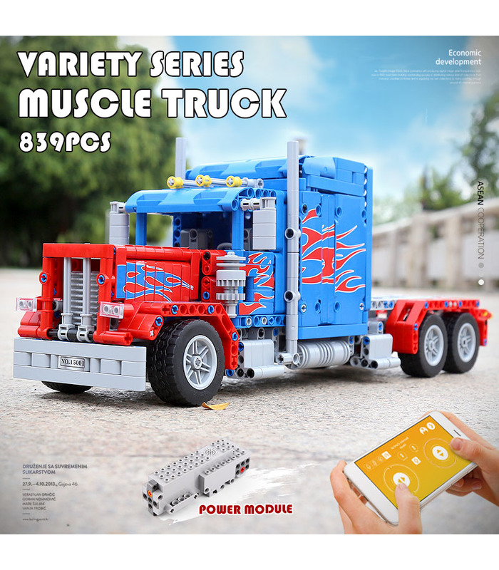 MOLD KING 15001 Peterbilt 389 Muscle Truck Optimus Prime Building Blocks Ensemble de jouets
