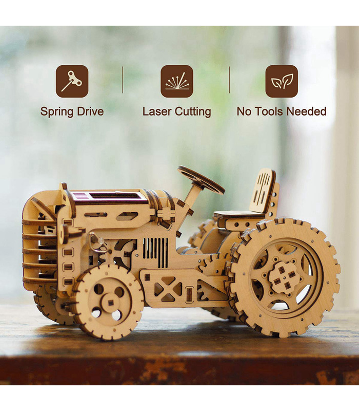 ROKR3Dパズル可動DIYトラクターの木造建築物の玩具キット