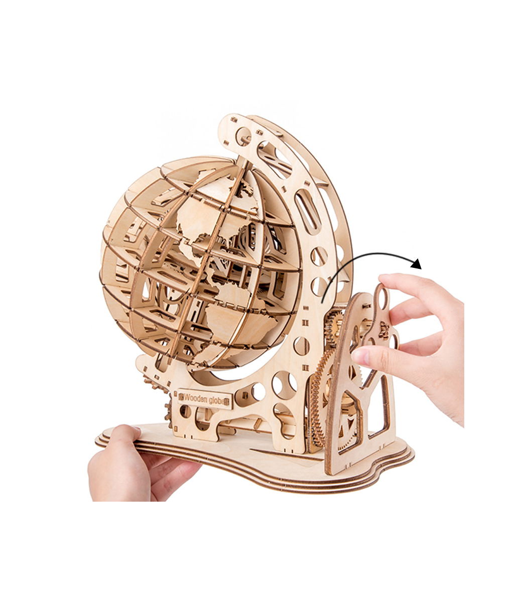 ROKR 3D Puzzle Rotatable 3D Globe Laser Cutting Wooden Building Toy Kit 