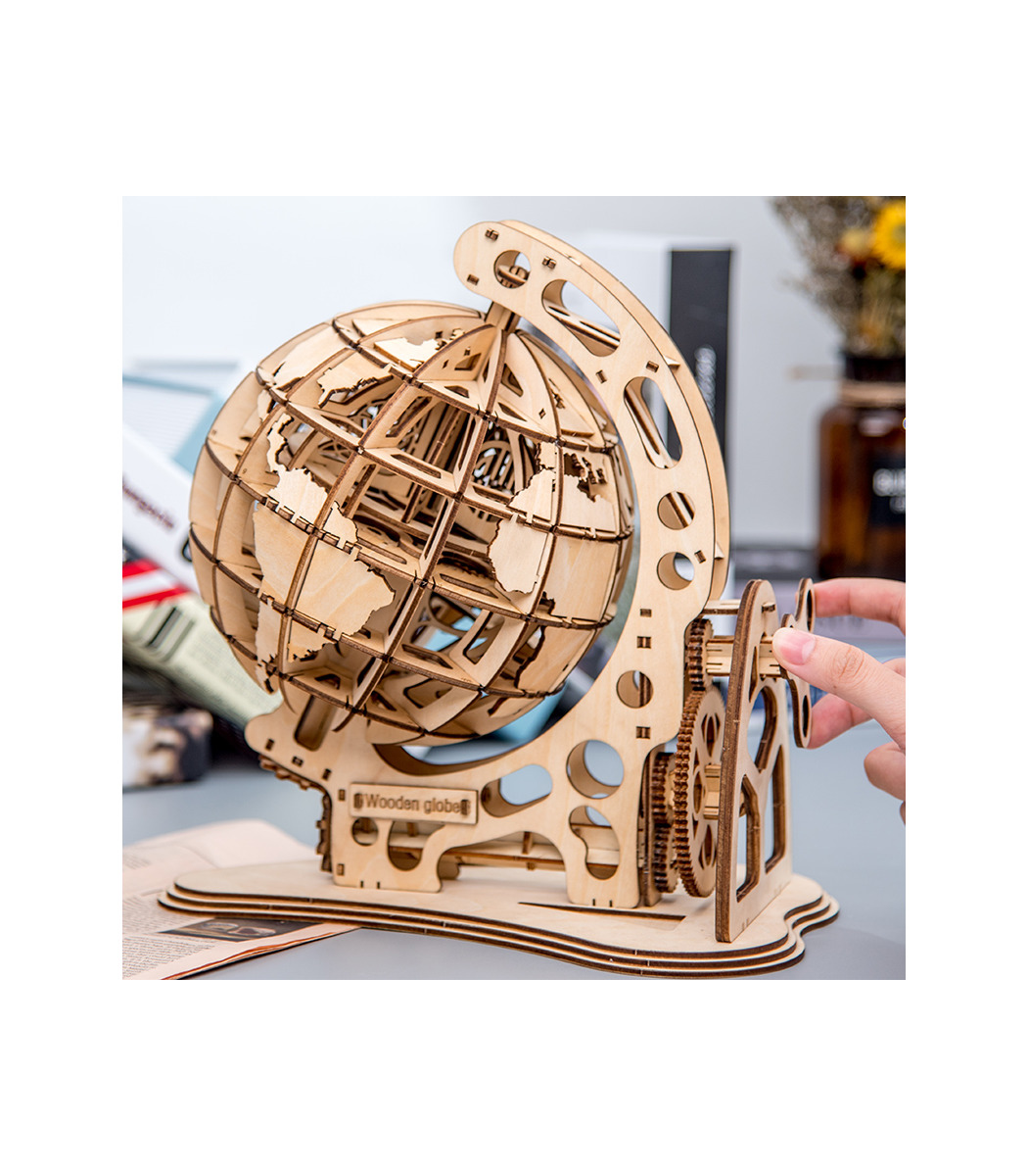 ROKR 3D Puzzle Rotatable 3D Globe Laser Cutting Wooden Building Toy Kit 