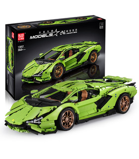 MOULD KING 13057 Lamborghini Sian FKP 37 Green Manual Edition Building Blocks Toy Set