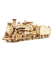 ROKR3Dパズルの機械列車盛り蒸気を表現モデルの木造建築物の玩具キット