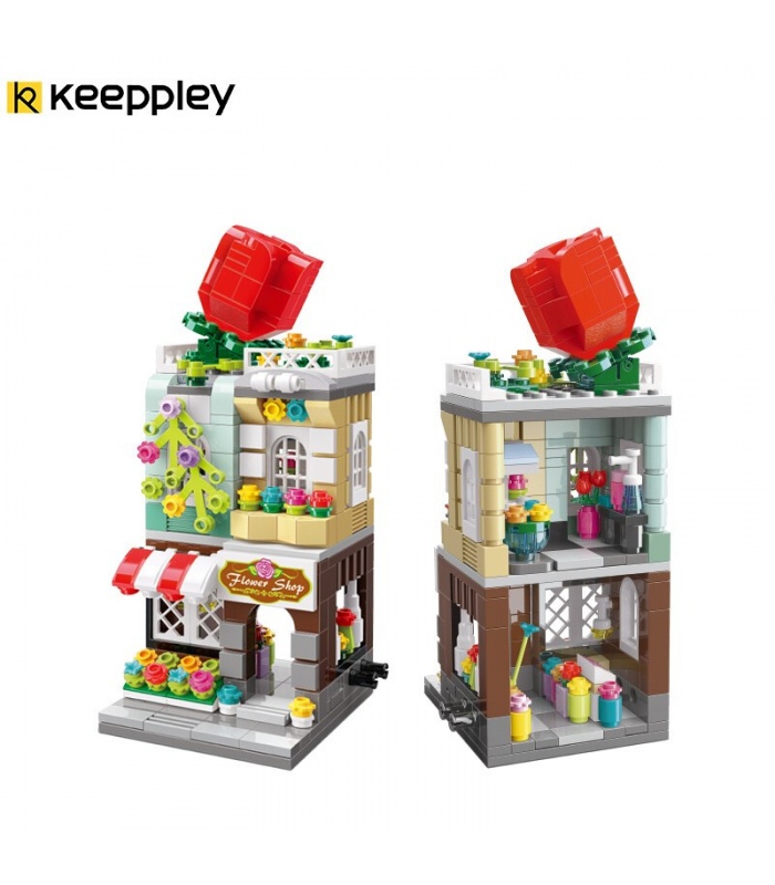 Keeppley City Corner C0104 Roter Rosenflorist QMAN Bausteine Spielzeugset