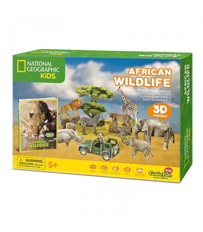 Cubicfun 3D 퍼즐 아프리카 야생 동물 내셔널 지오그래픽 시리즈 DS0972h 모델 빌딩 키트