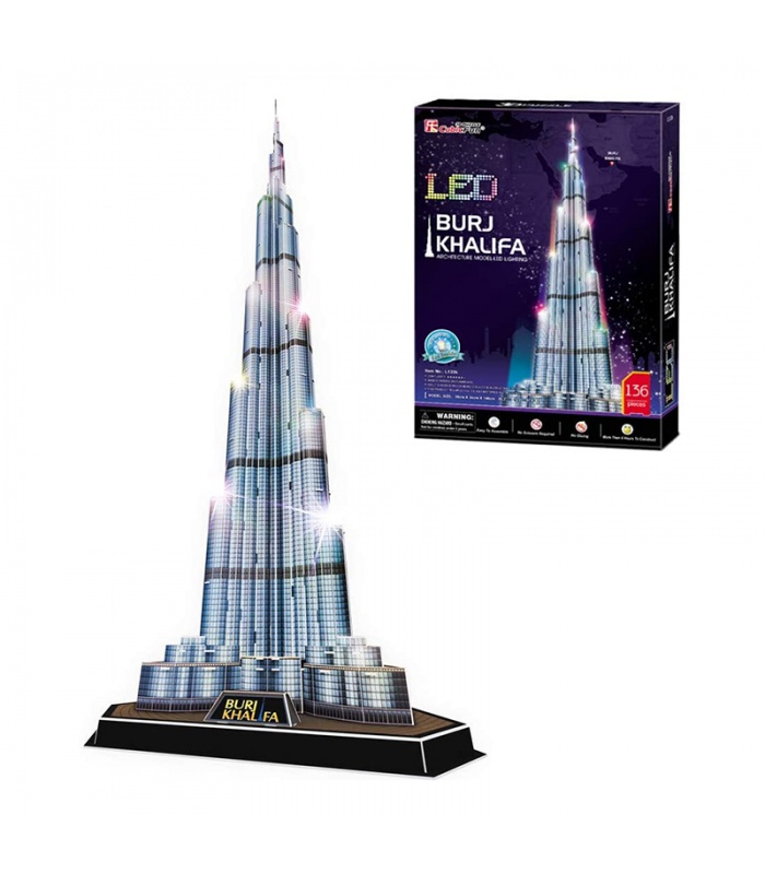 Cubicfun 3D Puzzle Burj Khalifa L133h With LED Lights Model Building Kits