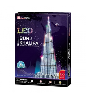 Cubicfun 3D Puzzle Burj Khalifa L133h With LED Lights Model Building Kits