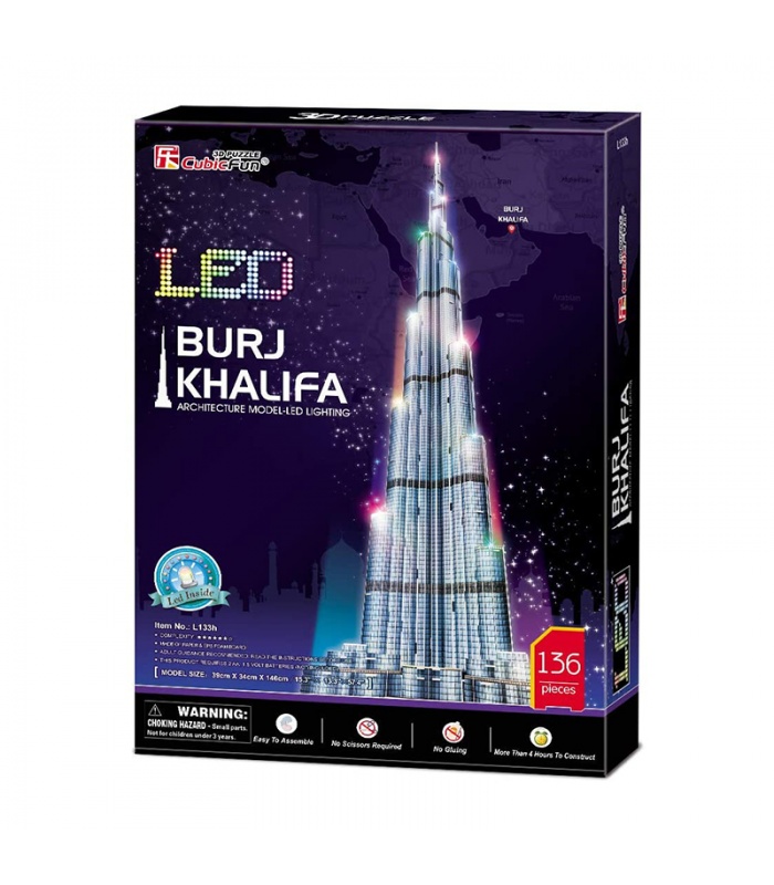 CubicFun 3D Puzzle Burj Khalifa L133h Mit LED-Leuchten Modellbau-Kits