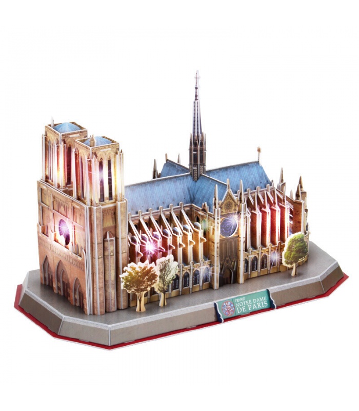 CubicFun 3D Puzzle Notre Dame de Paris L173h With LED Lights Model Building Kits