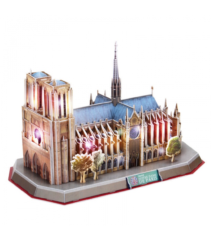 Cubicfun 3D Puzzle Notre Dame de Paris L173h With LED Lights Model Building Kits