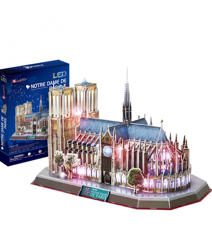 Cubicfun 3D Puzzle Notre Dame de Paris L173h With LED Lights Model Building Kits