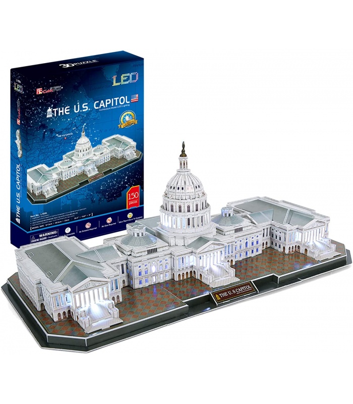 Cubicfun 3D Puzzle The US Capitol L193h With LED Lights Model Building Kits