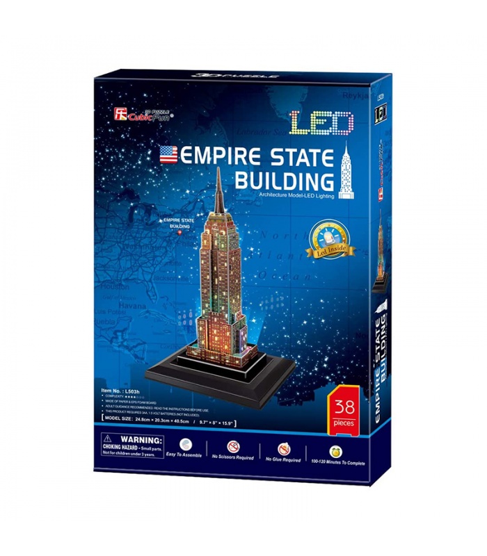 Cubicfun 3D Puzzle Empire State Building L503h Mit LED-Leuchten Modellbau-Kits