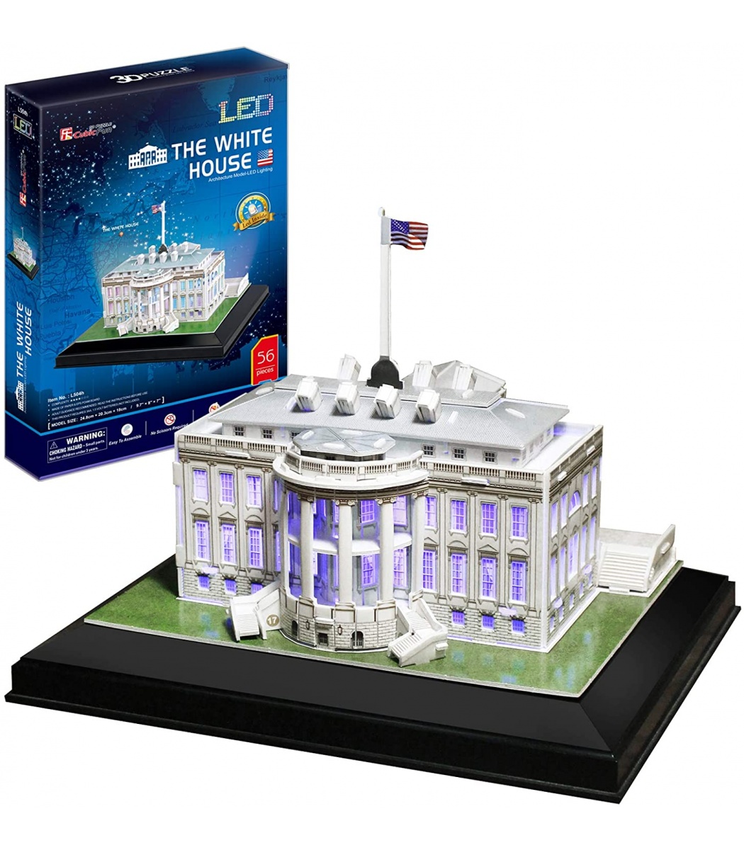 Cubicfun 3D Puzzle White House L504h With LED Model Building Kits - BuildingToyStore.com