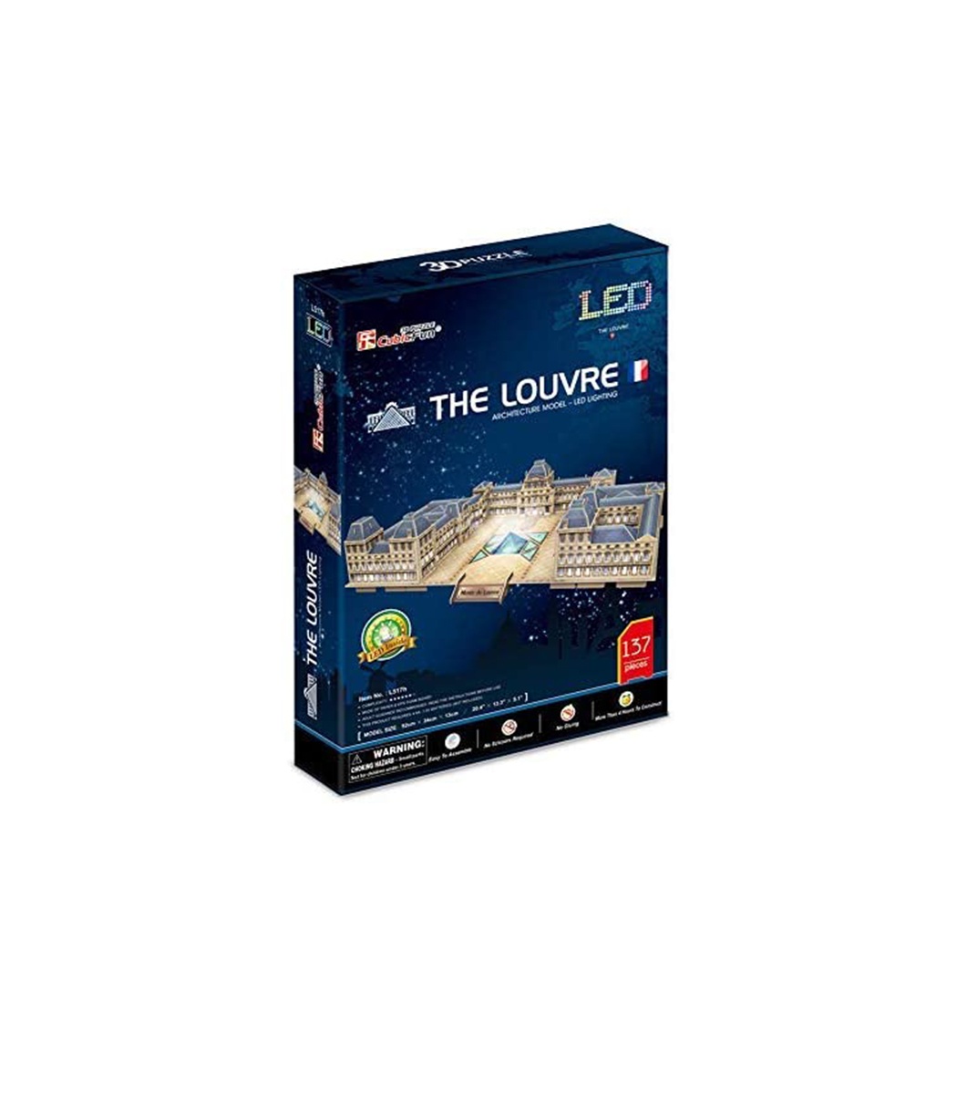 CubicFun 3D Puzzle The Louvre L517h With LED Lights Model Building Kits 