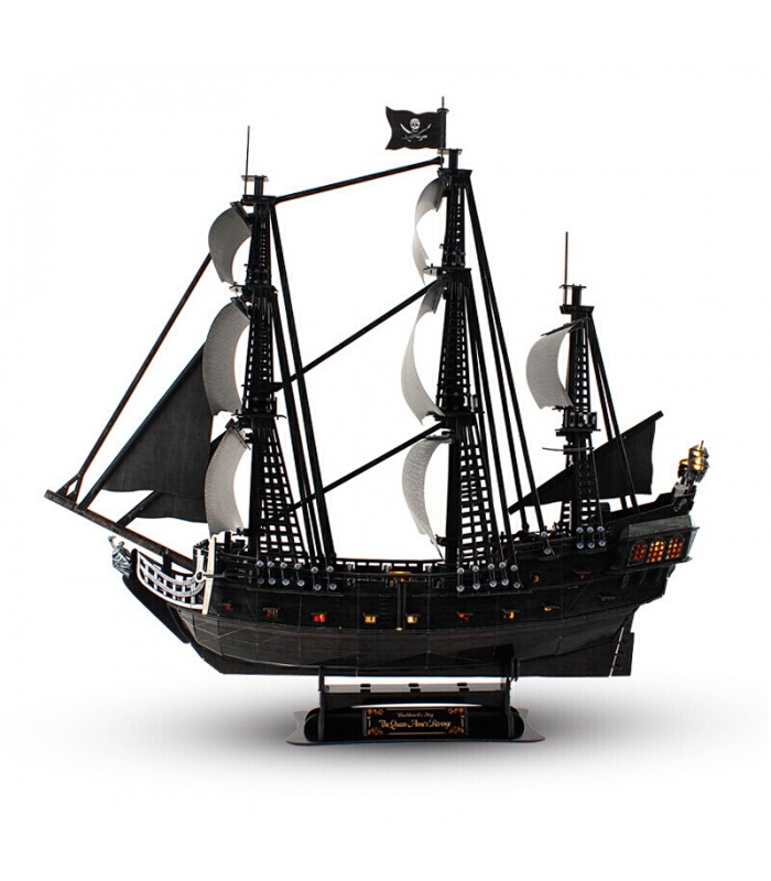 Cubicfun 3D Puzzle The Queen Anne's Revenge L520h With LED Lights Model Building Kits