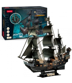 Cubicfun de Puzzle en 3D de Grandes Queen anne's Revenge Voilier L522h Avec des Lumières