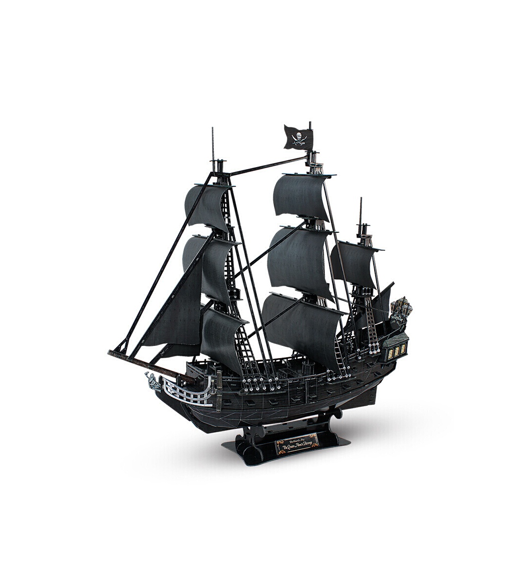 CubicFun LED 3D Puzzles UPGRADE Queen Anne's Revenge Pirate Ship Model Kits for 