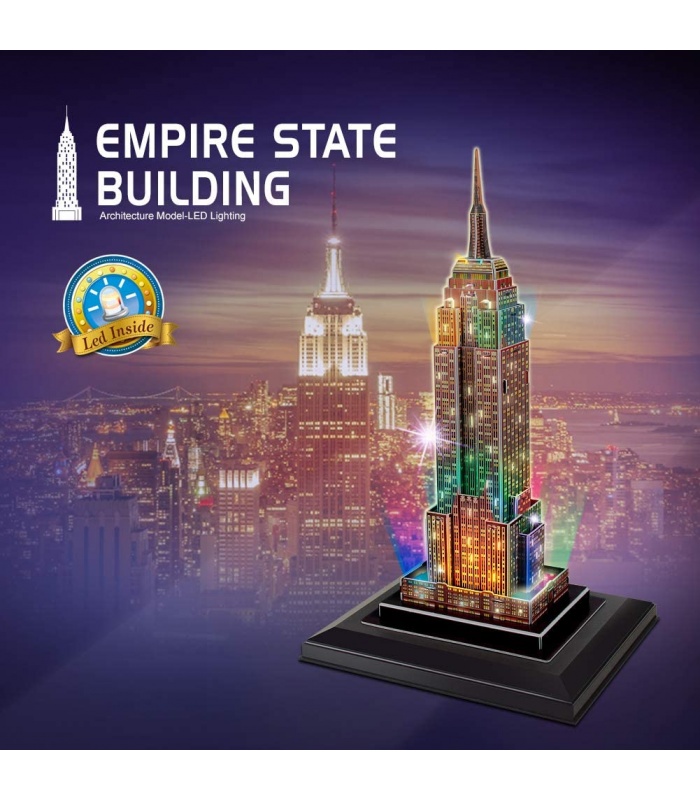 Rompecabezas 3D Cubicfun Empire State Building L503h Con Luces LED de la Construcción de modelos de Kits de