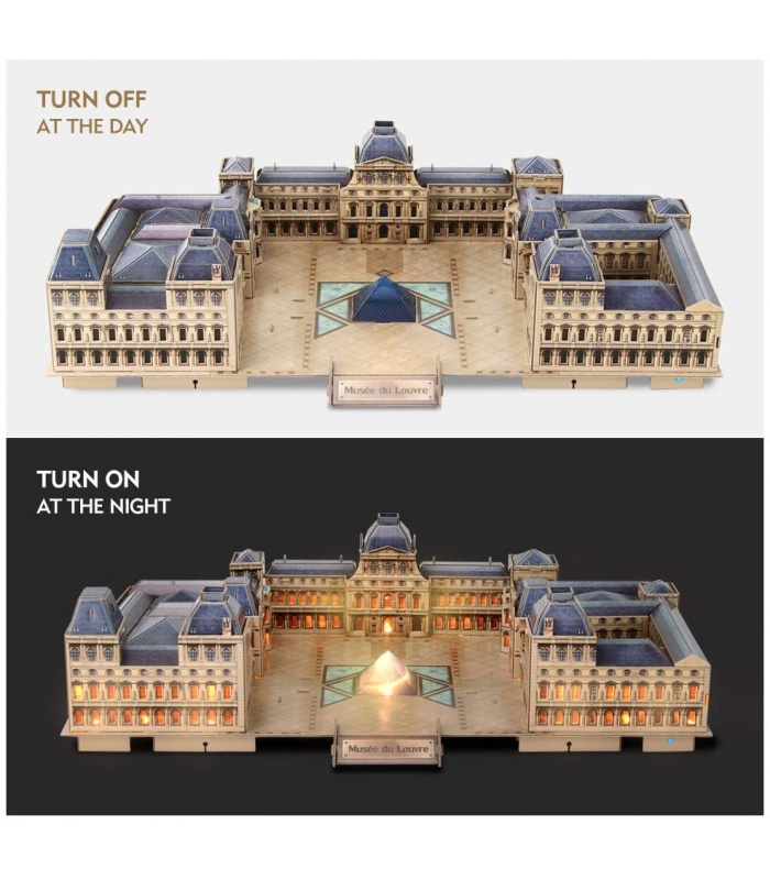 Cubicfun 3D Puzzle The Louvre L517h With LED Lights Model Building Kits