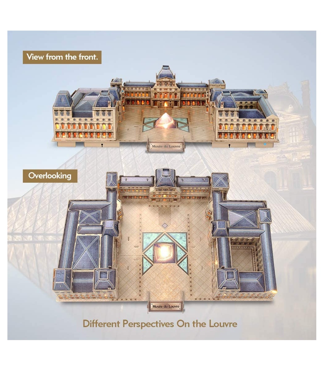 CubicFun 3D Puzzle The Louvre L517h With LED Lights Model Building Kits 