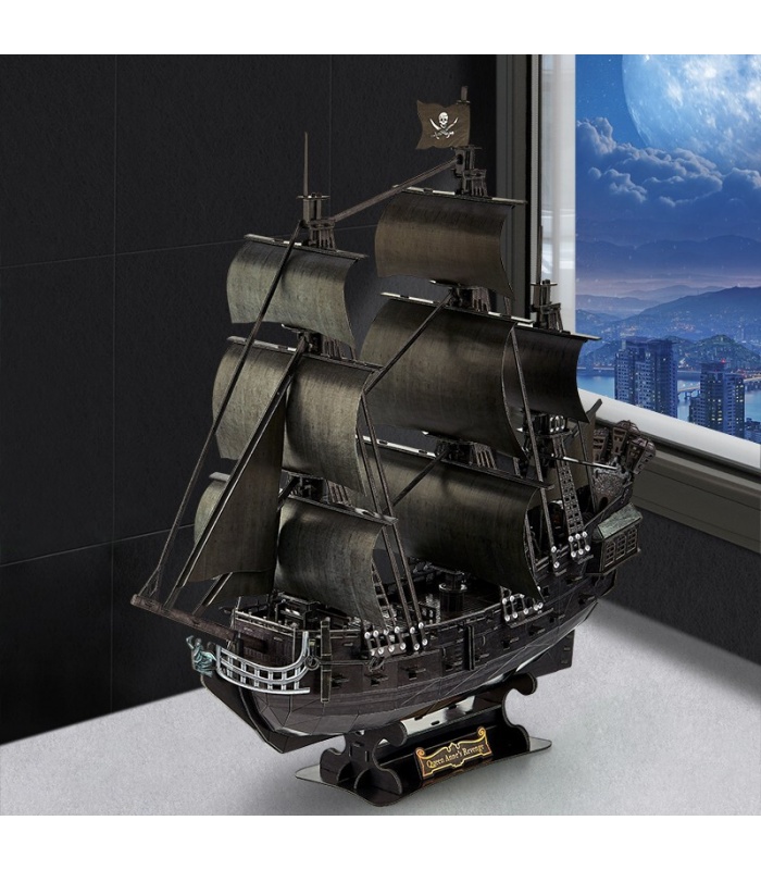 Cubicfun 3D Puzzle Großes Queen Anne's Revenge Segelboot L522h Mit LED-Lichtern Modell