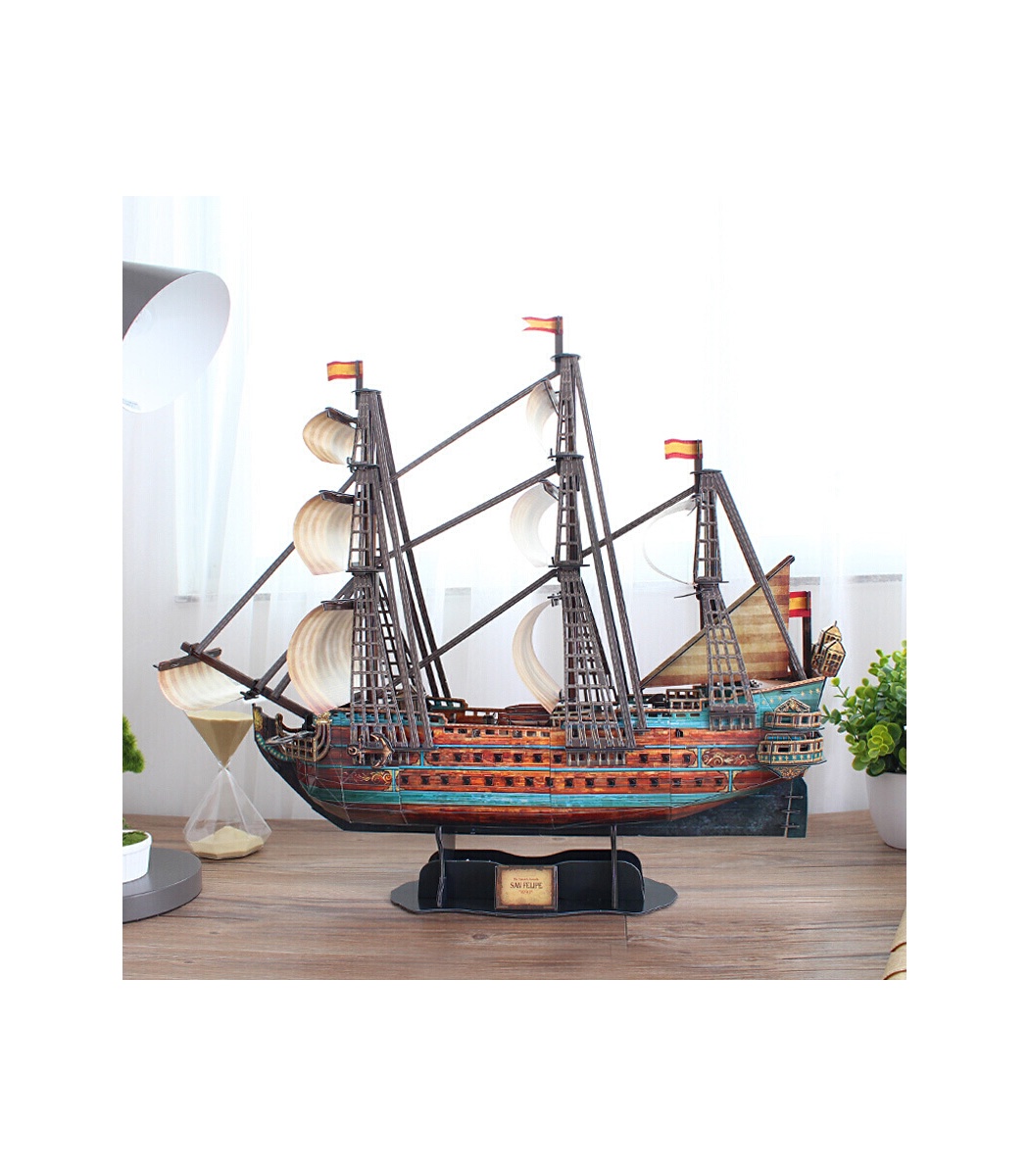Puzzle 3D Barco Pirata San Felipe - Maquetas para Construir Adultos Y Niños, Maqueta Barco Puzzles 3D, Maquetas para Montar, 248 Piezas