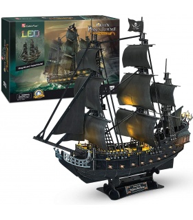 Rompecabezas 3D Cubicfun El Queen Anne's Revenge L520h Con Luces LED de la Construcción de modelos de Kits de