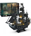 Cubicfun 3D Puzzle The Queen Anne's Revenge L520h With LED Lights Model Building Kits