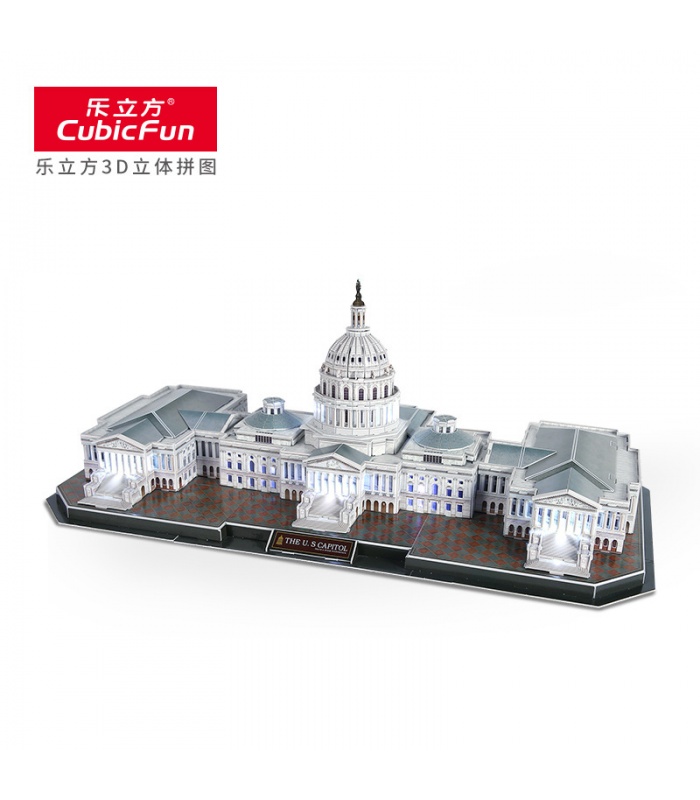 CubicFun 3D 퍼즐 LED 조명이 포함된 미국 국회 의사당 워싱턴 L193h 모델 구축 키트