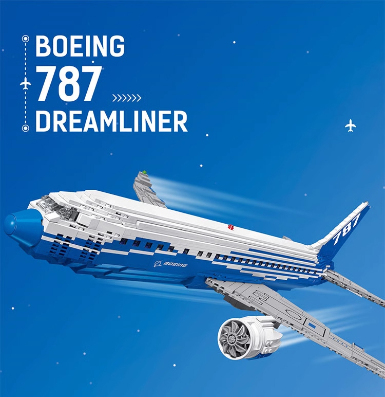 Juego personalizado de juguetes de bloques de construcción de avión Boeing 787 Dreamliner