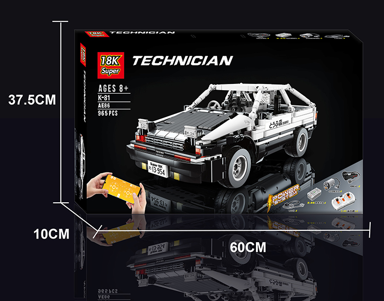 Benutzerdefinierte Initial D Toyota AE86 Auto mit Power Function Bausteine Toy Set 965 Stück