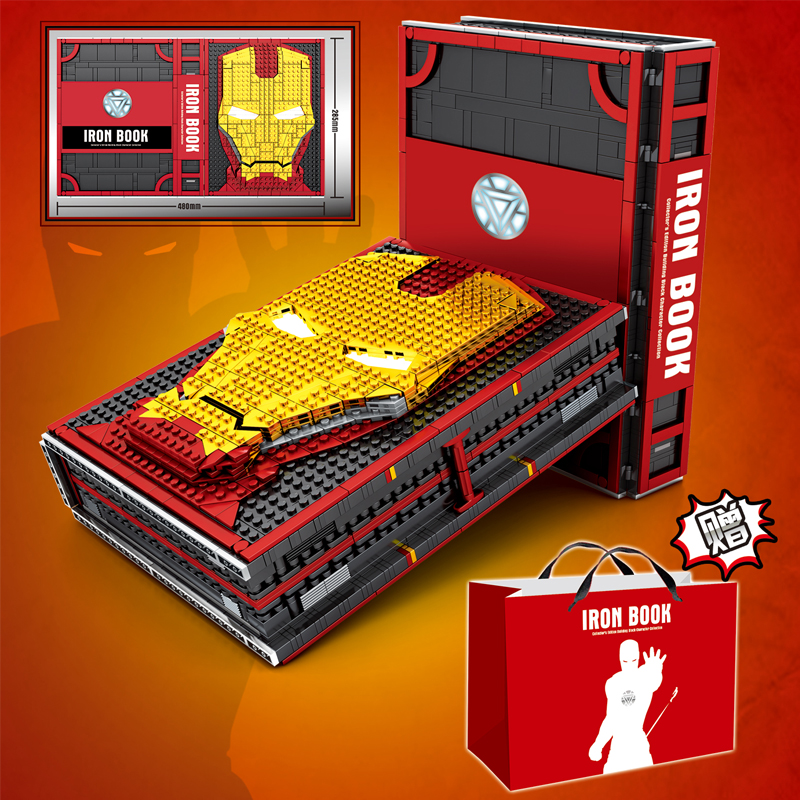 Custom Iron Man Iron Book Memorial Hall of Armor With Minifigures Building Blocks Toy Set 2615 Pieces