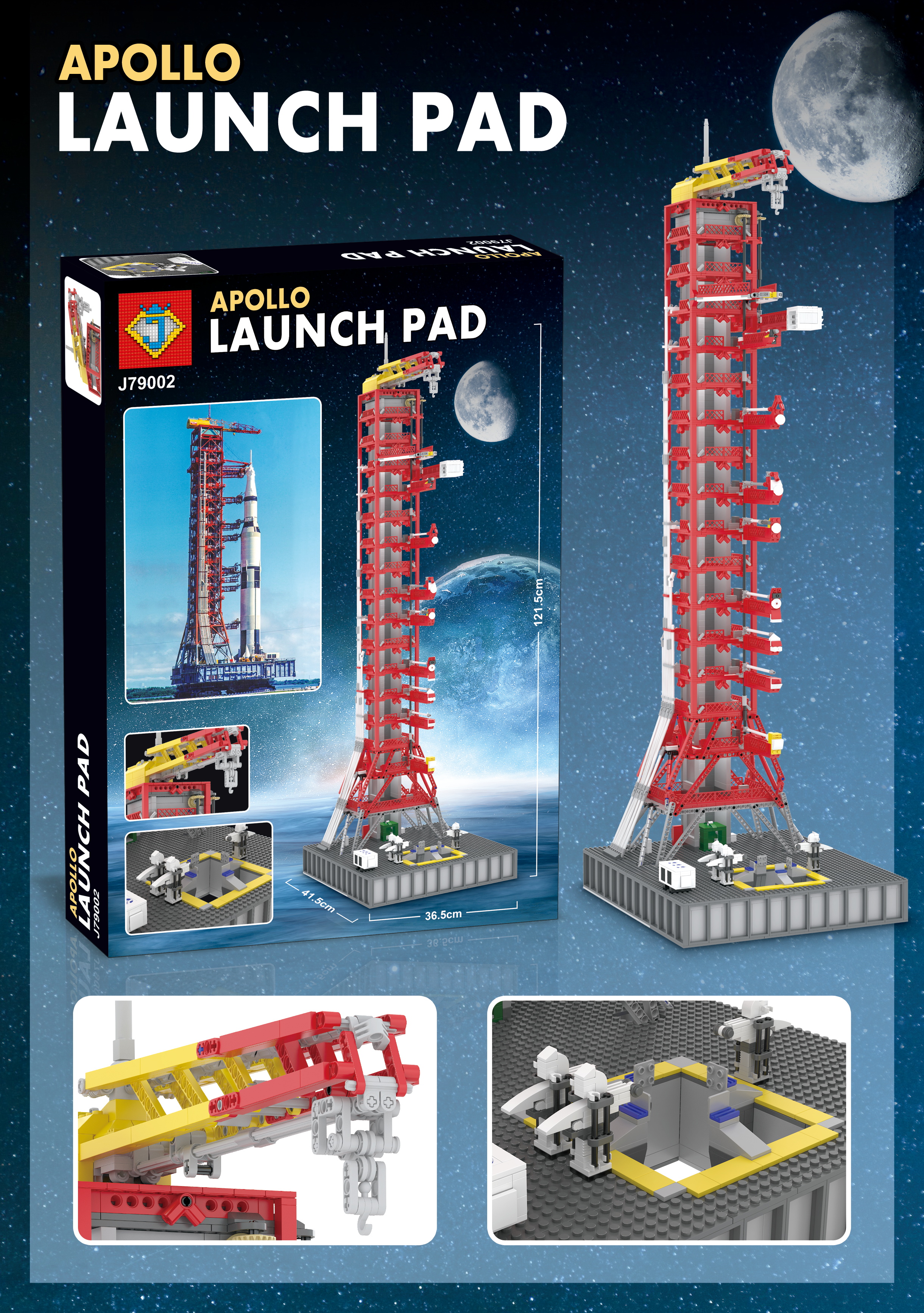 Custom J79002 Apollo Saturn V Launch Pad Building Bricks Toy Set 3561 Pieces