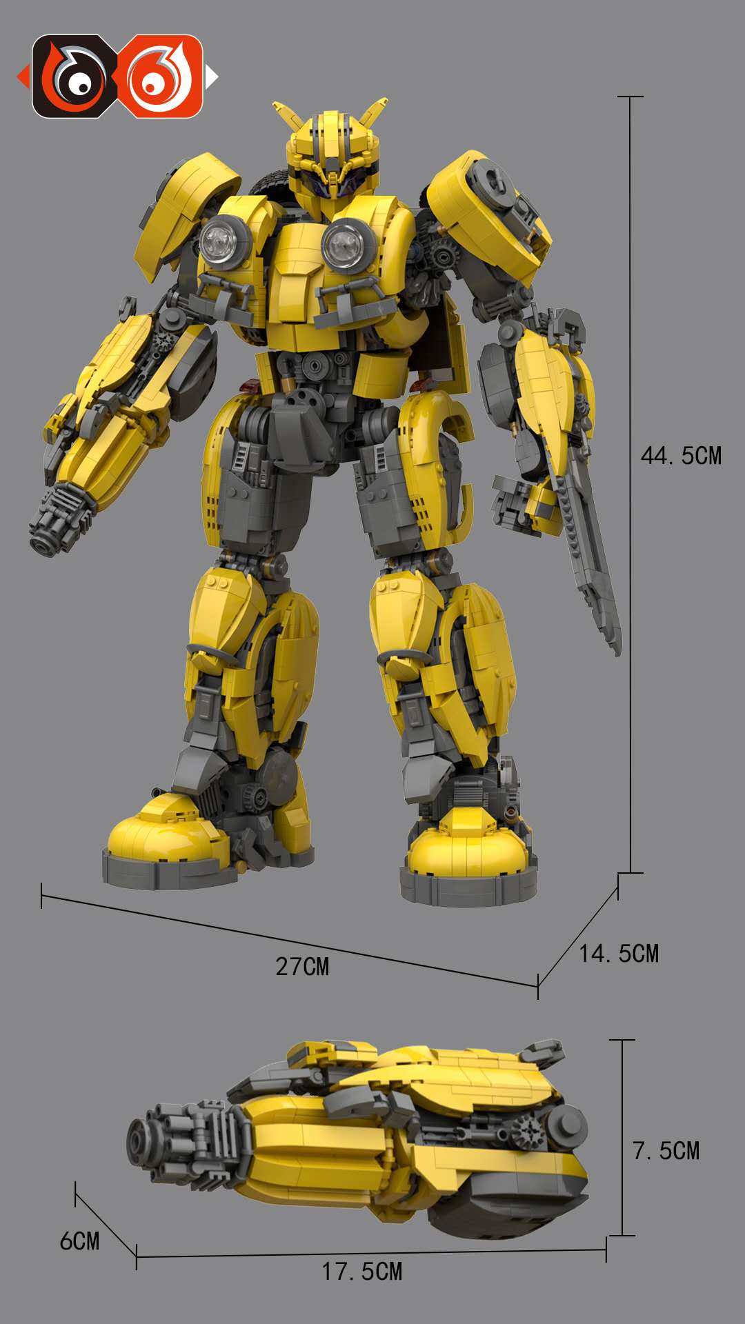 Custom MOC Bumblebee Transforming Building Bricks Toy Set 3500 Pieces