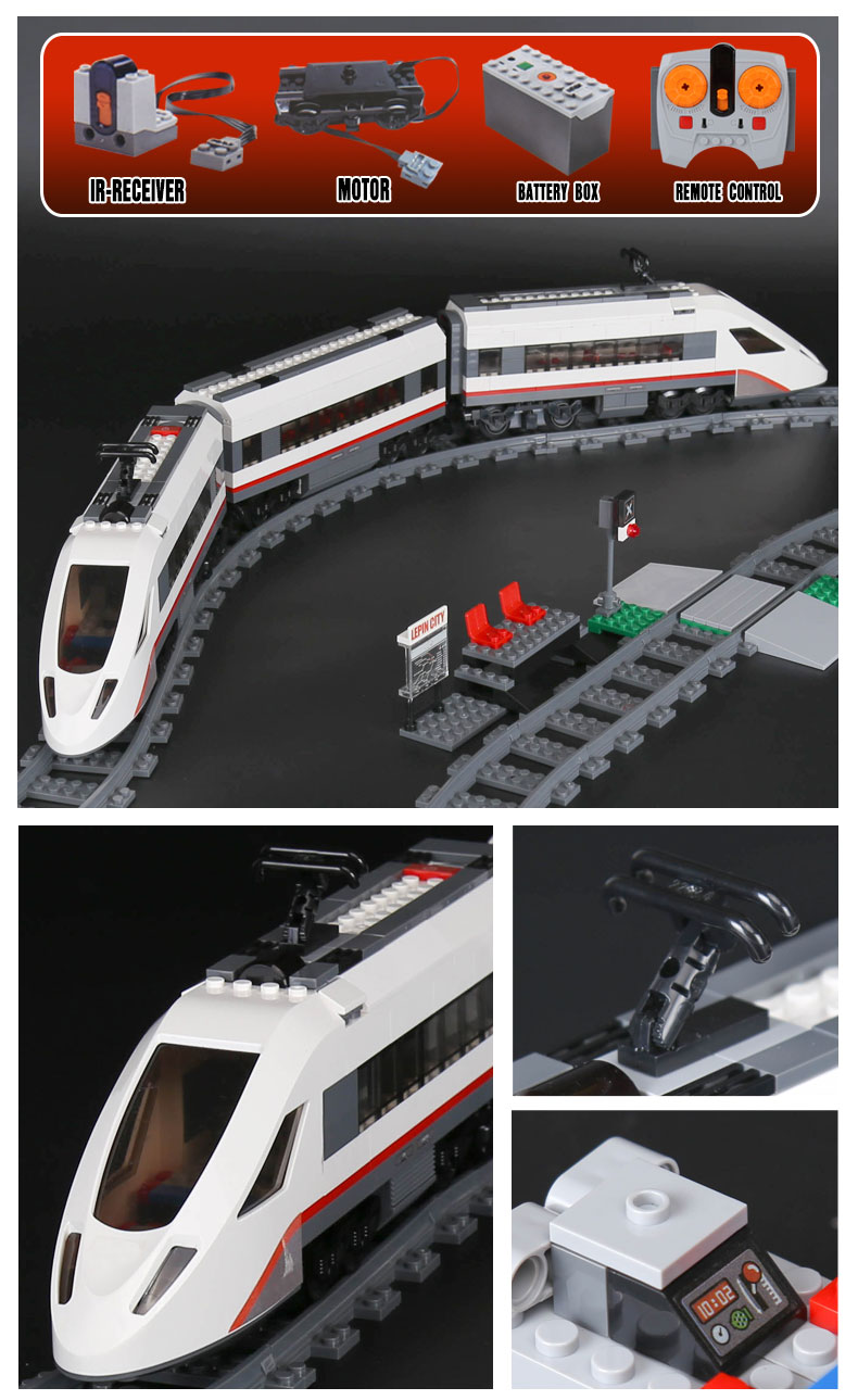 CUSTOM 02010 High-Speed Passenger Train Building Bricks Set