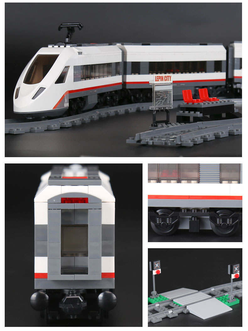 CUSTOM 02010 High-Speed Passenger Train Building Bricks Set