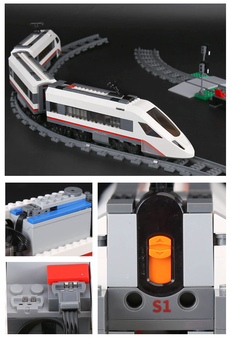 CUSTOM 02010 High-Speed Passenger Train Building Bricks Set