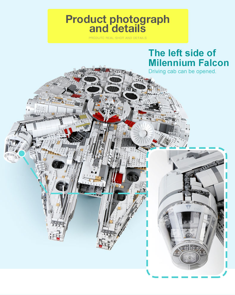 CUSTOM 05132 Building Blocks  Star Wars Millennium Falcon Building Brick Sets