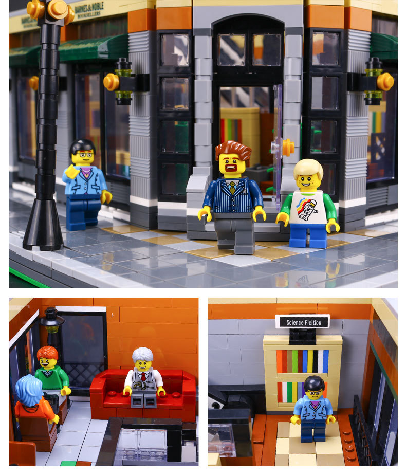 CUSTOM 15017 Building Blocks MOC Street View Starbucks Bookstore Cafe Building Brick Sets